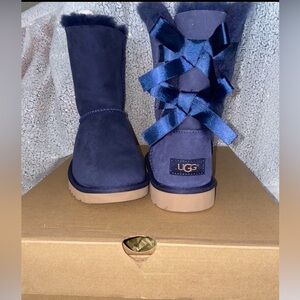 UGG Dark Blue Boots with Satin Bows